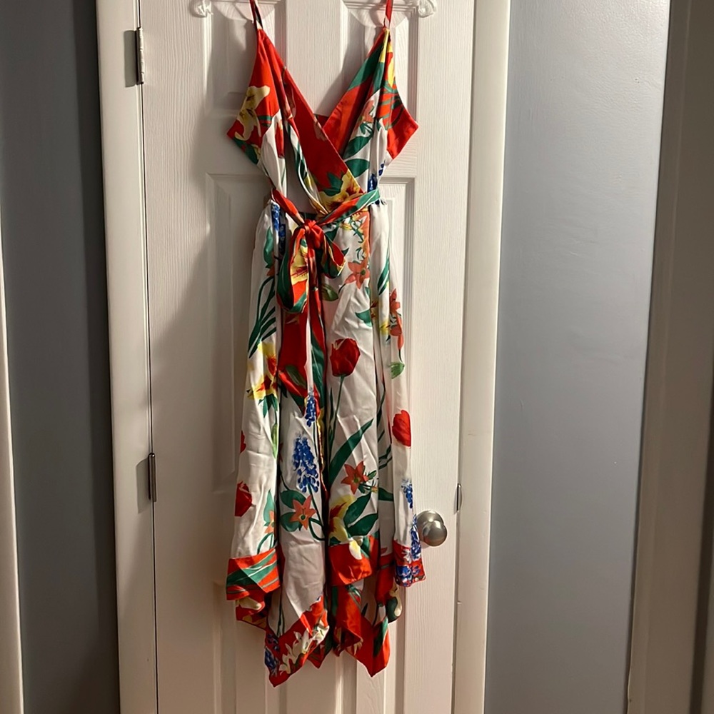 Red & White floral tropical dress